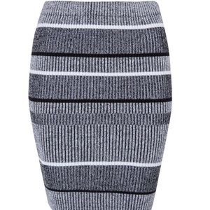 T By Alexander Wang Gray Stripe Knit Pencil Skirt